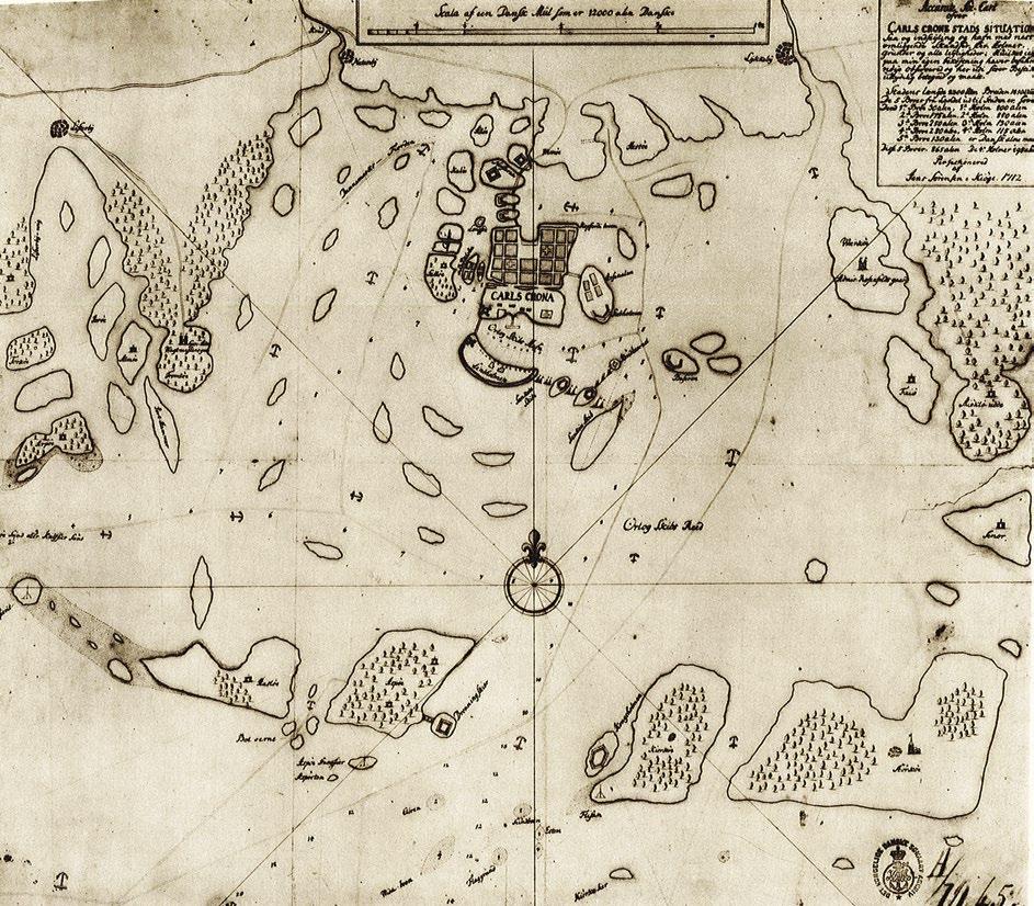 Figur 6. Bilden visar den danske sjökortsdirektörens karta från 1712. Troligen är detta en komplettering från den av honom ritade kartan gjord under en spionresa redan år 1686.