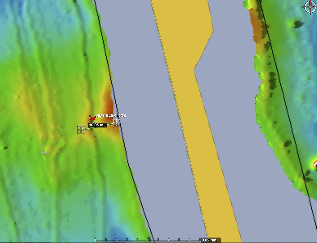 Metod Området vid SSS-indikationerna och den utpekade positionen karterades med multibeam.