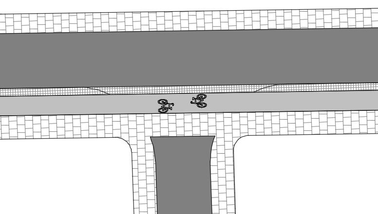 4.8.2.3 Genomgående cykelbana över lokalgata Då cykelbana längs huvudgata korsar en lokalgata föreslås en gomgående cykelbana.