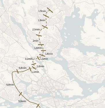 Även den tänkta sträckningen Solna station till Täby C kan ge viss vägledning Åtgärden innebär att Tvärbanan förlängs från Solna station till Frösunda, Frösunda Norra, Kungshamra, Bergshamra,