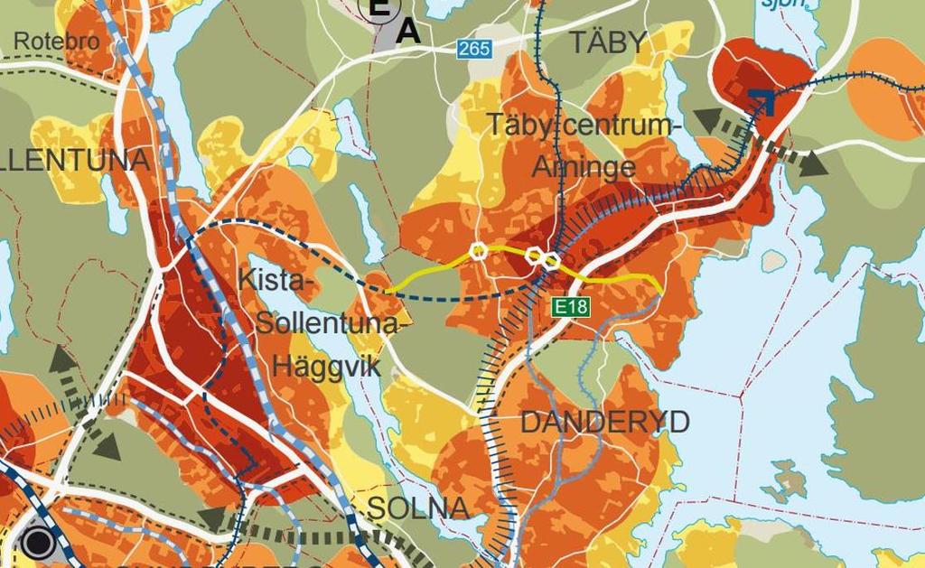 Tvärförbindelse mellan Täby och Sollentuna En tvärförbindelse mellan Täby och Sollentuna finns redovisad i Stockholms läns