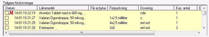 läkemedlet är nu markerat enligt nedan.