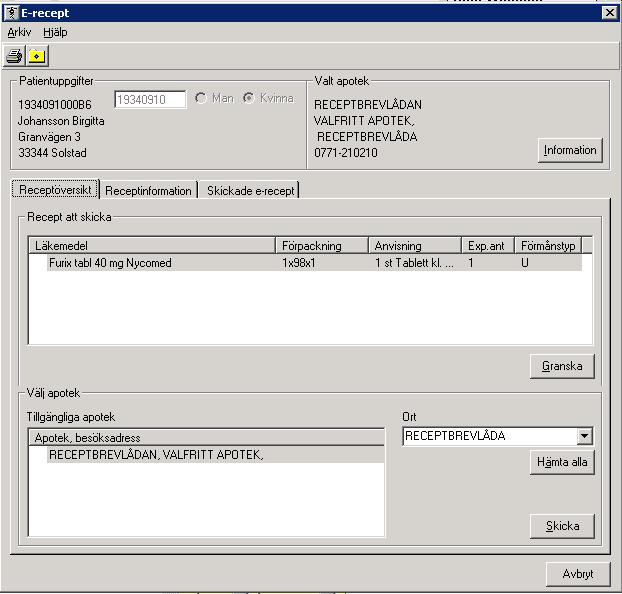 Cerner Sverige AB 2017-02-07 1.0 9 (42) Receptet är nu skickat elektroniskt till ett apotek och du är tillbaka i receptmodulen i Melior.