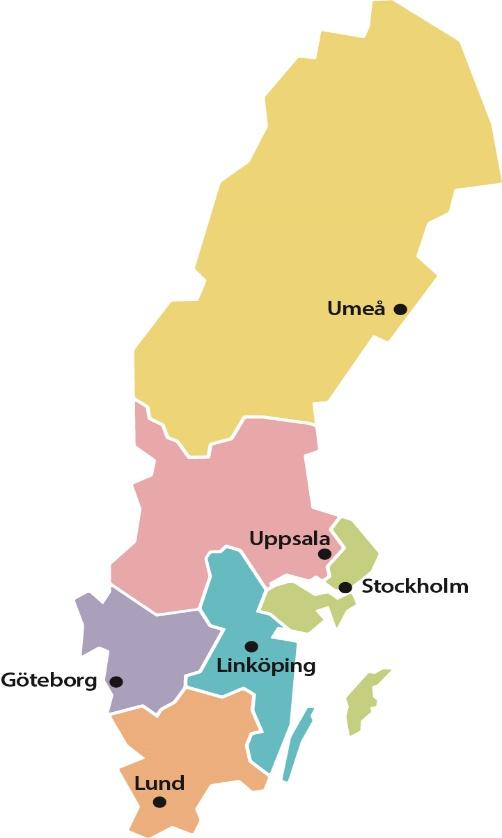 Figur 2 Upptagningsområde rättsmedicin Källa: Rättsmedicinalverket.