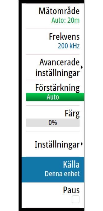 Medium CHIRP) och den andra givaren på ett annat frekvensområde (t.ex. hög CHIRP) genom att använda alternativet för frekvensmeny för att undvika detta.