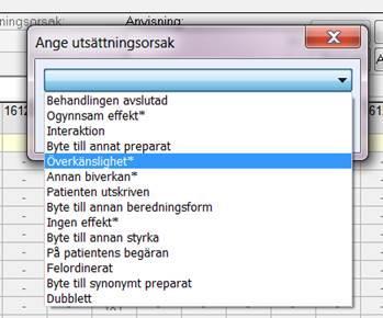 Läkemedlet är insatt i Melior: Sätt ut läkemedlet och välj Överkänslighet som utsättningsorsak.