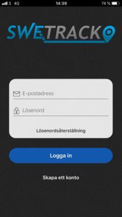 2.17.2. Registrera ett konto i SweTrack Live Ladda nu ned appen SweTrack Live till din telefon eller surfplatta.