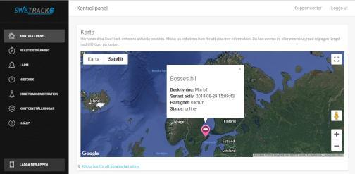 2.17.7. Livespårning via PC och Mac Samtliga funktioner i appen finns även tillgängliga via vår webbplattform som fungerar på PC-datorer med Windows XP och senare samt Mac-datorer med Mac OS X 10.