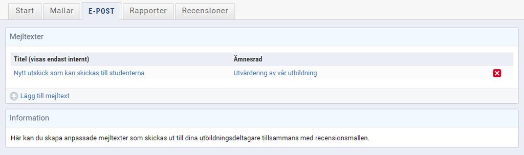 3.4. Skapa en mejltext 1. Klicka på fliken E-post. 2.