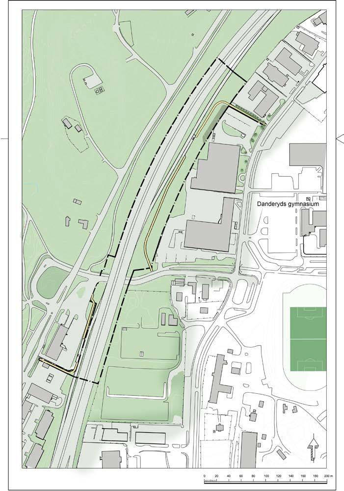 DANDERYDS KOMMUN 2015-11-16 8(11) andra gångvägen skall sträcka sig norrut och ansluta till Gymnasievägen strax intill tunneln under E18.