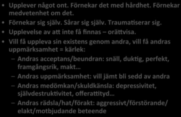EXEMPEL PÅ INRE SPEGLING JAG Jag tror ai hon ser i mig: avståndstagande storhetsvansinne jag står inte upp för mig jag öppnar mig för andras aggressivitet hon gillar inte ai jag inte är rak, utan