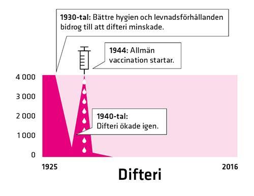 Difteri Smitta via närkontakt och luftburet Toxinproducerande bakterie Laryngit, tjocka