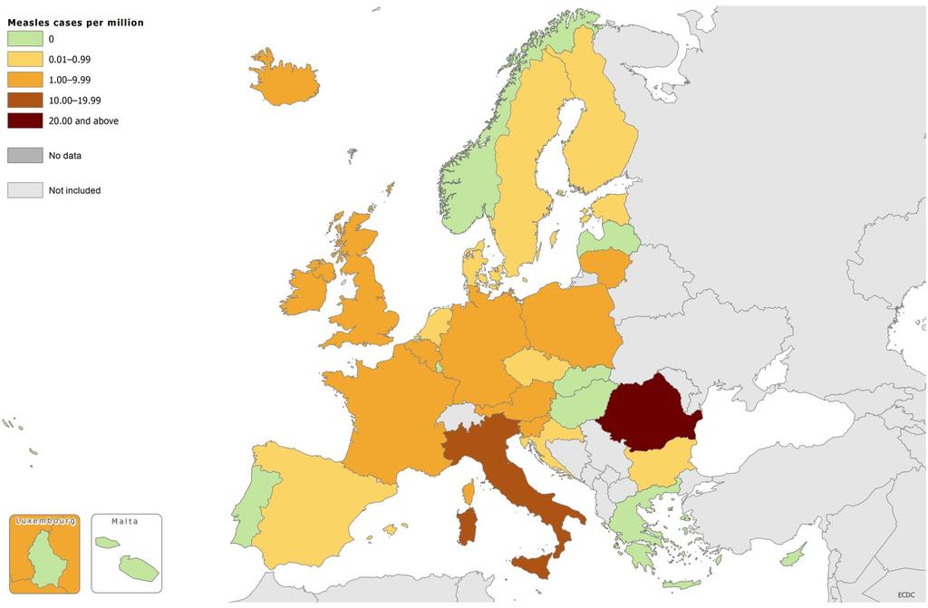 Measles notification rate feb 2016- jan 2017 http://ecdc.europa.