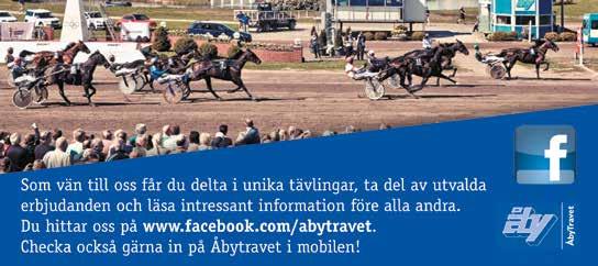 19:47 2 Åby Travets B-Tränarserie - omgång 6 5.001-150.000 kr. 2140 m. Tillägg 20 m vid vunna 55.001 kr. Pris: 25.000-12.000-7.000-4.700-3.100-2.300-2.300-2.300 (8 priser).