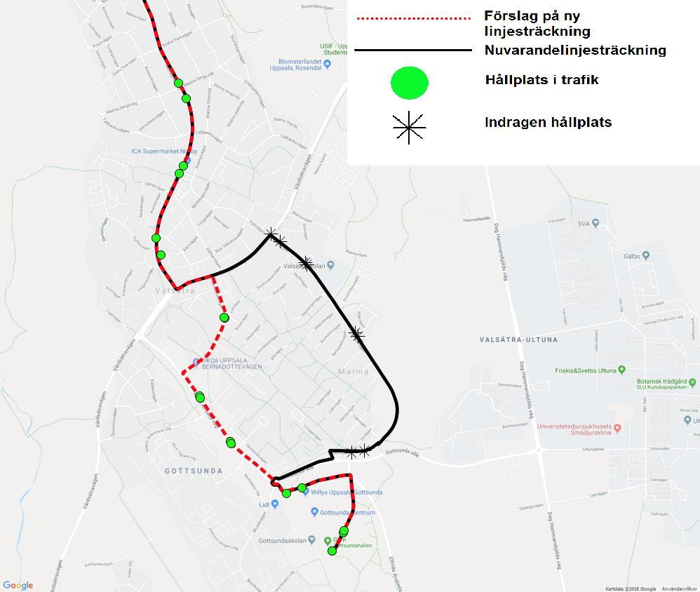 65/18 Trafikförändringar stadsbusstrafiken T19 - KT2018-0202-5 Trafikförändringar stadsbusstrafiken T19 : Bilaga T19 4 (11) Linje 7 (Gottsunda) Åtgärd: Motivering: Hållplatser: Kundpåverkan: