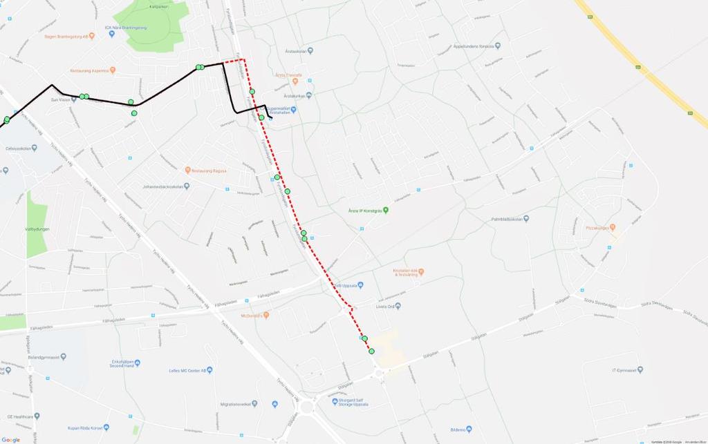65/18 Trafikförändringar stadsbusstrafiken T19 - KT2018-0202-5 Trafikförändringar stadsbusstrafiken T19 : Bilaga T19 5 (11) Linje 7 (Årsta) Åtgärd: Motivering: Hållplatser: Trafikpåverkan: Förändrad