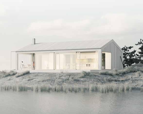 Sommar 80 i tidlöst utförande Sommar 80 i rak form och tidlöst utförande är ett harmoniskt sommarhus i naturmaterial. Huset har gott om plats för familj och bekanta.