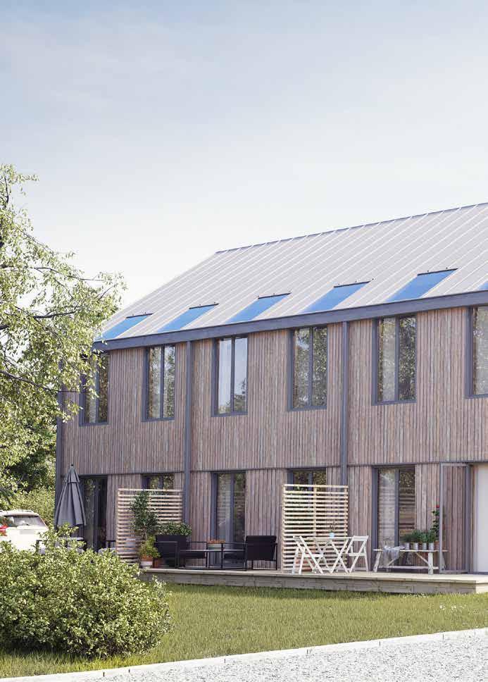 Njut av naturen alldeles intill husknuten. ARKITEKTUR Lampaffären är ritad av arkitektduon Hultman & Vogt och materialvalen är omsorgsfullt framtagna av Scandinavian Homes.