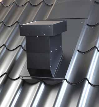 Takgenomföring Plannja tillverkar anpassade ventilationshuvar och avloppsluftare till respektive takpannor och profiler som ger en tät och estetsisk lösning för alla typer av tak.