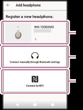 Ihopkoppling (registrering) med Sony-hörlurar Starta appen på din smartphone/iphone, utför sedan inledande inställningar genom att följa instruktionerna på skärmen för att koppla samman (registrera)