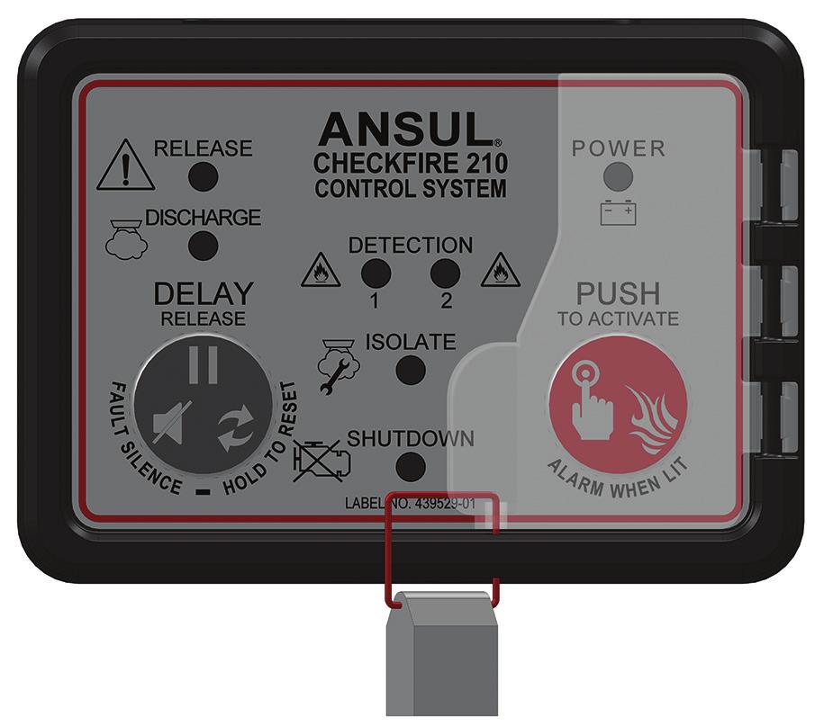 CHECKFIRE 210 Detekterings- och aktiveringssystem Användarhandbok DISPLAY- MODUL KNAPPEN "DELAY/ RESET/SILENCE" FÖRSEGLING 009275 KNAPPEN "PUSH TO ACTIVATE/ ALARM WHEN LIT" OCH LED Detta fordon/denna