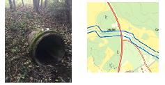 Trumma för bäck - passage vid Gruffet Längdmätning enligt vägplan: Ca 7/570 Material och dimension: Betong, 1000 mm Delavrinningsområde: Rinner till Rinner till Mälaren Galten (SE 660000 152902).