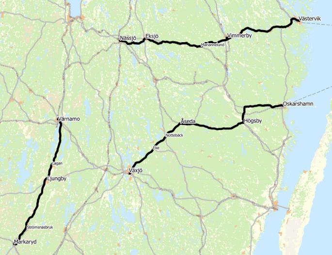 Restiden viktig för valet av kollektivtrafik Kartan till vänster över restid med kollektivtrafik visar på den stora betydelse järnvägen haft för att åstadkomma korta restider och därmed skapa