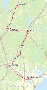 36 Stråket Ljungby-Älmhult-Kristianstad Kortfakta Län: Kronoberg och Skåne Kommuner: Kristianstad, Ljungby, Osby, Älmhult och Östra Göinge Berört vägnät: Europaväg 4 och riksväg 19 och 23 samt väg