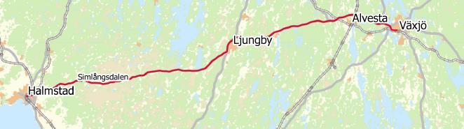 40 Stråket Växjö-Ljungby-Halmstad Kortfakta Län: Halland och Kronoberg Kommuner: Halmstad, Ljungby och Växjö Berört vägnät: Riksväg 25 Total sträcka: 133 km Orter utmed stråket med fler än 1 000