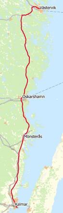 48 Stråket Kalmar Oskarshamn - Västervik Kortfakta Län: Kalmar Kommuner: Kalmar, Mönsterås, Oskarshamn och Västervik Berört vägnät: Europaväg 22 Total sträcka: 142 km Orter utmed stråket med fler än