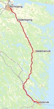 50 Stråket Västervik - Norrköping Kortfakta Län: Kalmar och Östergötland Kommuner: Norrköping, Söderköping, Valdemarsvik och Västervik Berört vägnät: Europaväg 22 Total sträcka: 114 km Orter utmed