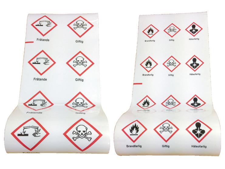 Ny rörmärkningsstandard vad det gäller piktogram (varningssymboler) Brandfarlig Explosiv Frätande Miljöfarlig Oxiderande Gas under tryck Giftig Hälsofarlig Skadlig FRÅN JUNI 2015 GÄLLER BARA NY