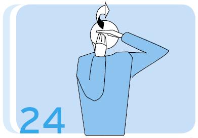 2:e Peka på mittlinjen Visas av 1:e Dubbelfel eller omboll Bollberöring (touch) Håll