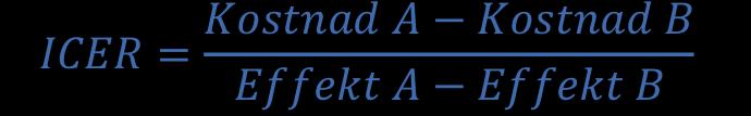 Teoretisk referensram I internationella termer används en kvot som kallas ICER, incremental costeffectiveness ratio, för att fastställa kostnadseffektiviteten (Anell, 2009).