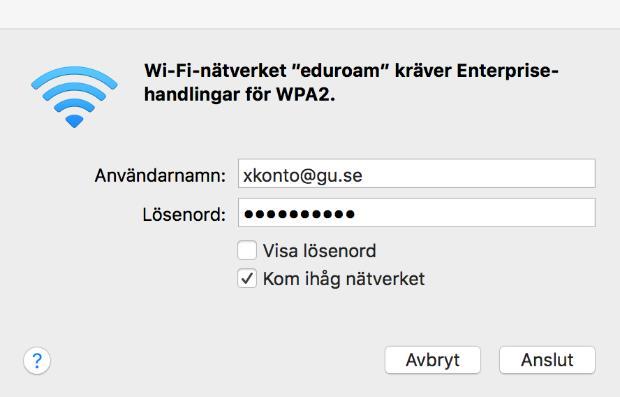 Saknas eduroam i listan, läs vidare under installationsprogram. 3.