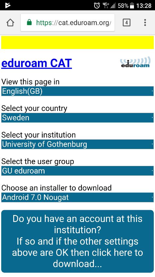 Android Det finns två sätt att ansluta till eduroam på Android. Med eller utan certifikat.