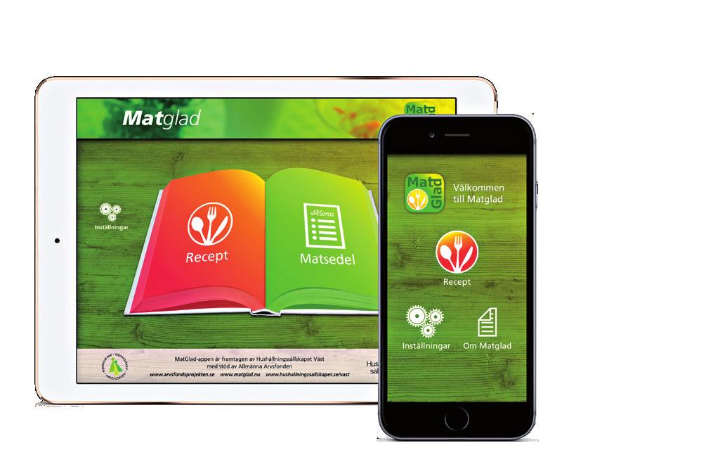 1.3 Att använda appen MatGlad Appens startsida Startsidan ser olika ut beroende på om ni använder läsplatta, dator eller smartphone.
