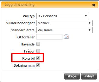 I rutan där man lägger till utbildningen väljer man sen den utbildningen man vill ge eleven.