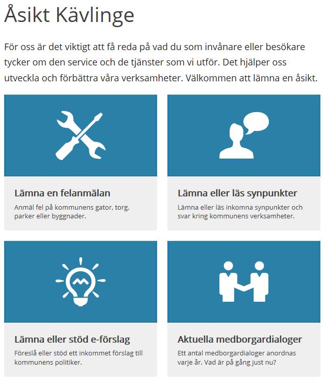 Lämna felanmälan, synpunkt