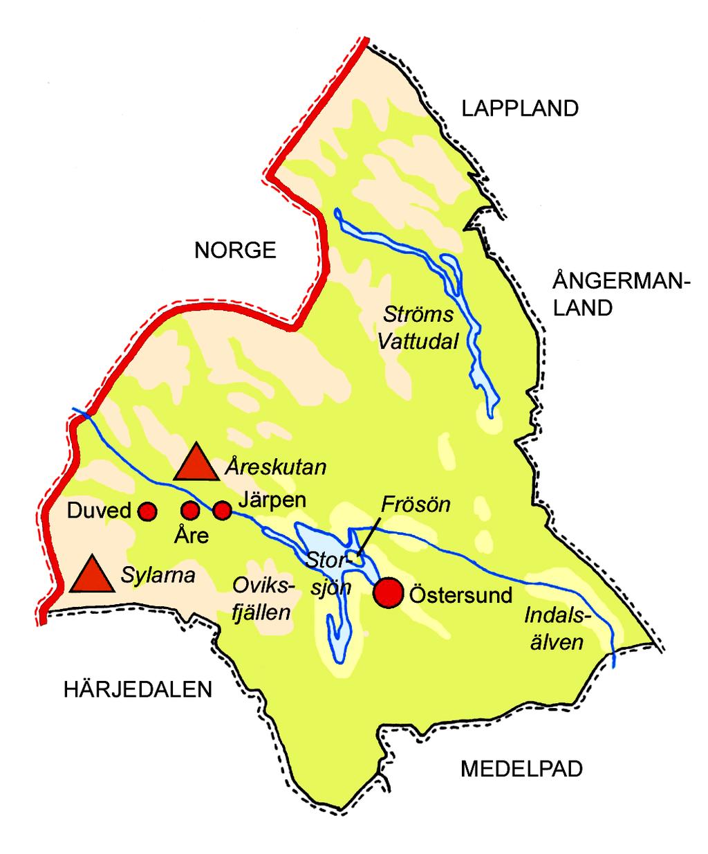 ENKEL veriges landskap 51 Jämtland Viktiga städer och platser Östersund är Jämtlands enda stad. Den ligger vid torsjön.
