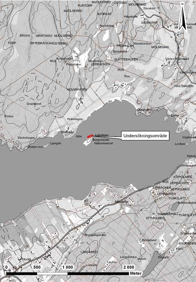 6 Bohusläns museum 2010:53 Figure 2. Section of GSD-Property map with the location of the investigation area marked. Scale 1:20 000. Permission for distribution approved by the Security Officer.