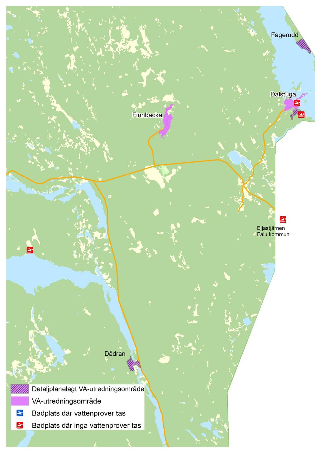 Föreslagna VA-utredningsområden i den