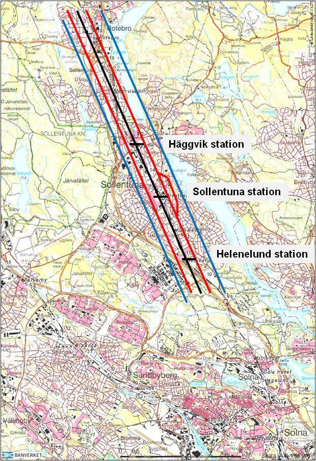 Spår genom Sollentuna kommun.