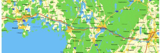 40 Figur 26. Karlstad vidare till Kristinehamn, Karlskoga och Örebro.