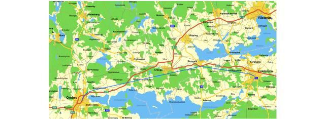 41 Örebro - Eskilstuna Fjärde sträckan av höghastighetsbanan går från Örebro via Arboga vidare direkt till Eskilstuna och ansluter till befintlig bana väster om stationen.
