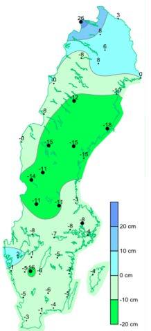 1960/61-1989/90 10-30 färre dagar med snötäcke över 1