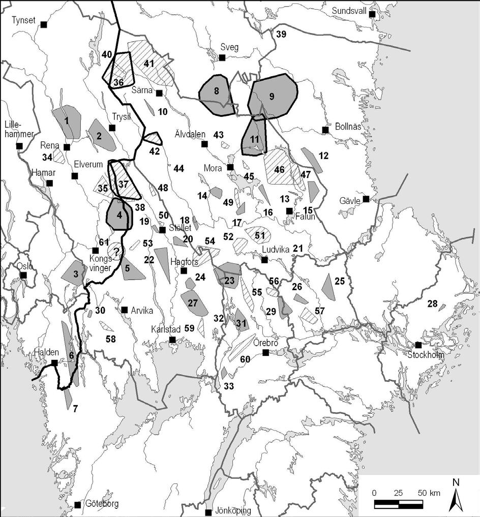 65 Figur 19. Revirens geografiska belägenhet i Skandinavien under vintern 2011/12.