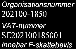 Postadress Box 622 751 26 Uppsala Besöksadress Telefon E-msr Organisalionsnummer