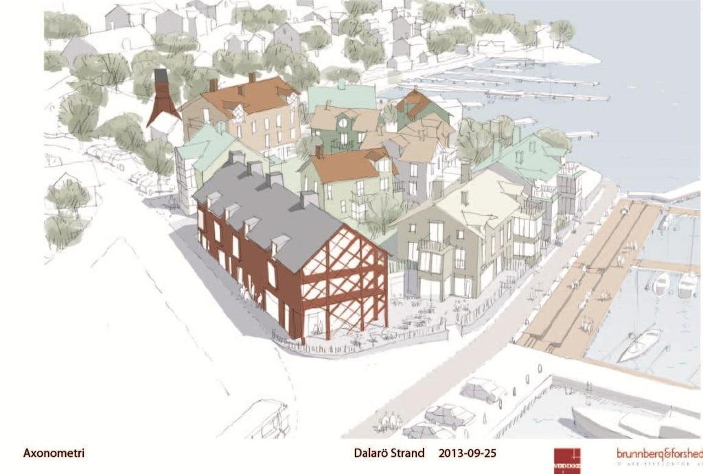 Figur 3 Illustration över Dalarö strand med hamnmagasinet i centrum 2.