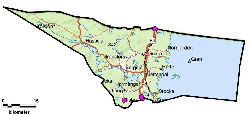 NORDANSTIGS KOMMUN I Nordanstigs kommun redovisas fyra avrättningsplatser. Av dessa finns två i Harmångers socken och en vardera i Gnarp och Ilsbo.